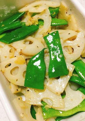 れんこんとモロッコインゲンのにんにく炒め-レシピのメイン写真