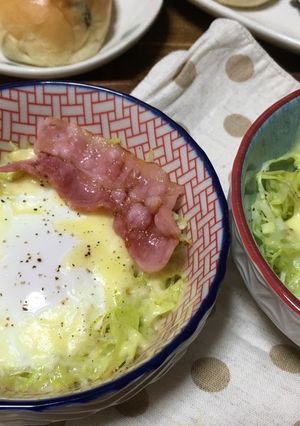 レンジでお手軽♪巣ごもり卵-レシピのメイン写真