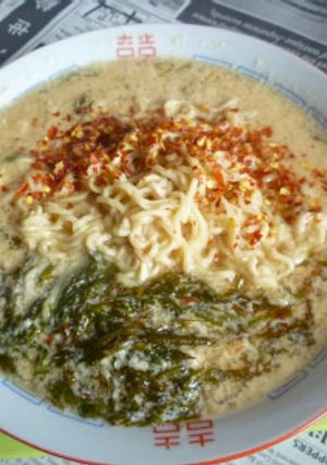 市販の袋麺で酒粕ラーメン＋あかもく-レシピのメイン写真