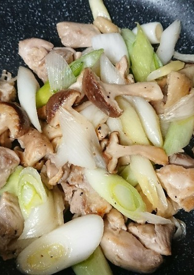 鶏肉と長ねぎ椎茸のクレソル炒め-レシピのメイン写真
