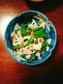 いんげんとれんこんの梅あえ-レシピのメイン写真