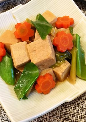 切って煮込むだけ♪高野豆腐と長ネギの煮物-レシピのメイン写真