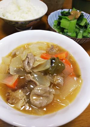 ツユダク*炒め煮トロリ酢豚*こま切れ肉で-レシピのメイン写真