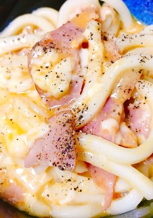 簡単！家族大絶賛！濃厚カルボナーラうどん-レシピのメイン写真