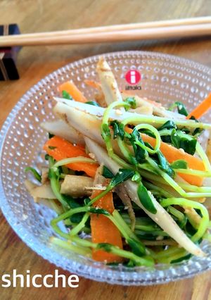 節約副菜♡豆苗ごぼうピリ辛和え-レシピのメイン写真