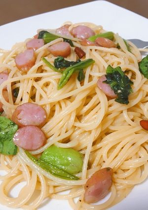 小松菜とウィンナーのパスタ-レシピのメイン写真