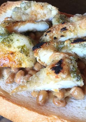 納豆とチキンの磯部揚げ風のトースト-レシピのメイン写真