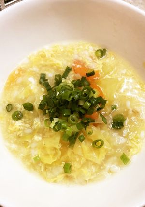 ズボラ♡ダイエット野菜と卵のスープごはん-レシピのメイン写真