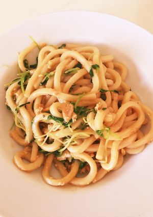 豆苗とツナの焼うどん-レシピのメイン写真