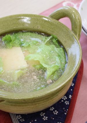 【使いきり】レタス湯豆腐　辛子明太子風味-レシピのメイン写真