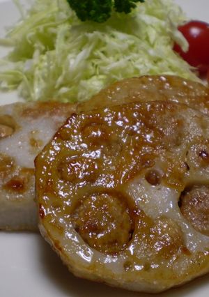 簡単！肉詰め蓮根の照り焼き-レシピのメイン写真