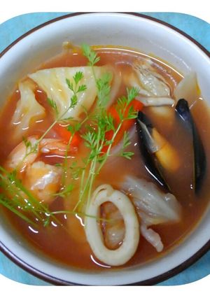 明太子の漬け汁活用で美味しい魚介のスープ-レシピのメイン写真