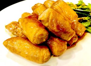 【鶏皮＋鶏ひき肉＋蓮根】つくねの鶏皮巻き-レシピのメイン写真