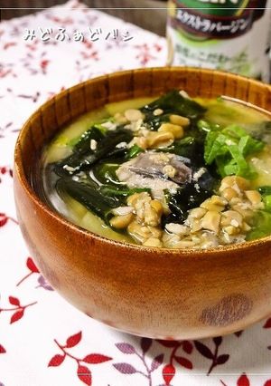 ダイエットお味噌汁♪さば缶納豆汁-レシピのメイン写真