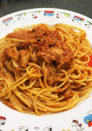 超簡単！ツナトマトガーリックパスタ-レシピのメイン写真