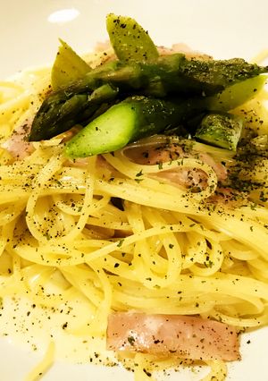 アスパラ・ベーコン&生クリームパスタ-レシピのメイン写真