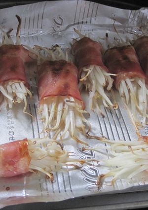 もやしのベーコン巻トースターで-レシピのメイン写真