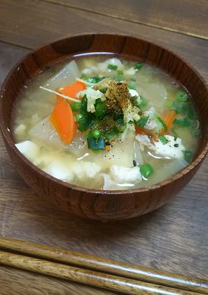 寒い朝の温かい生姜豚汁です。-レシピのメイン写真