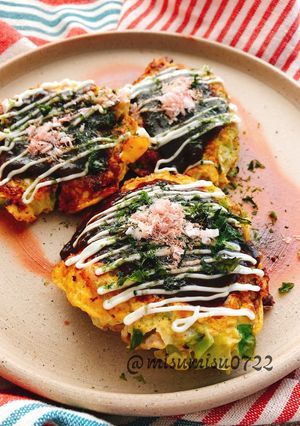 卵とチーズの粉なしお好み焼き(動画有り)-レシピのメイン写真