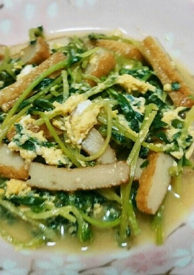 豆苗と丸天の卵とじ-レシピのメイン写真