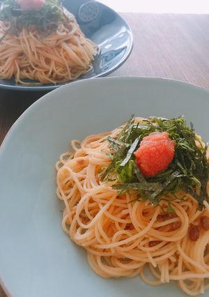 柚子胡椒が効く！納豆明太パスタ-レシピのメイン写真