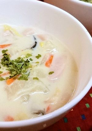 子供喜ぶ！【白菜とギョニソのクリーム煮】-レシピのメイン写真