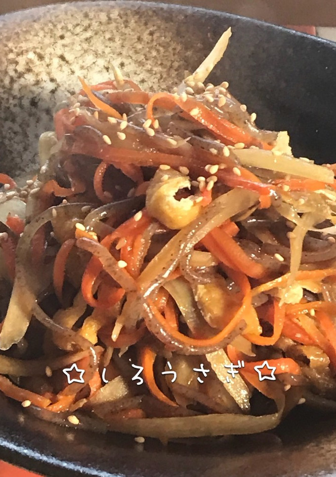 白滝油揚げでカサ増♪牛蒡と人参のきんぴら-レシピのメイン写真