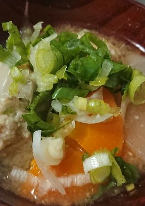 簡単やわらか肉団子の味噌汁-レシピのメイン写真