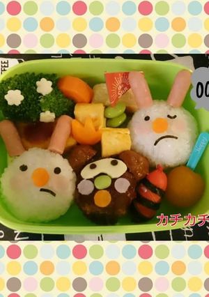 かちかち山☆たぬきとうさぎのキャラ弁❤-レシピのメイン写真