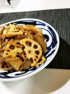 胡麻油香る豚肉とレンコン、ヤーコンの煮物-レシピのメイン写真