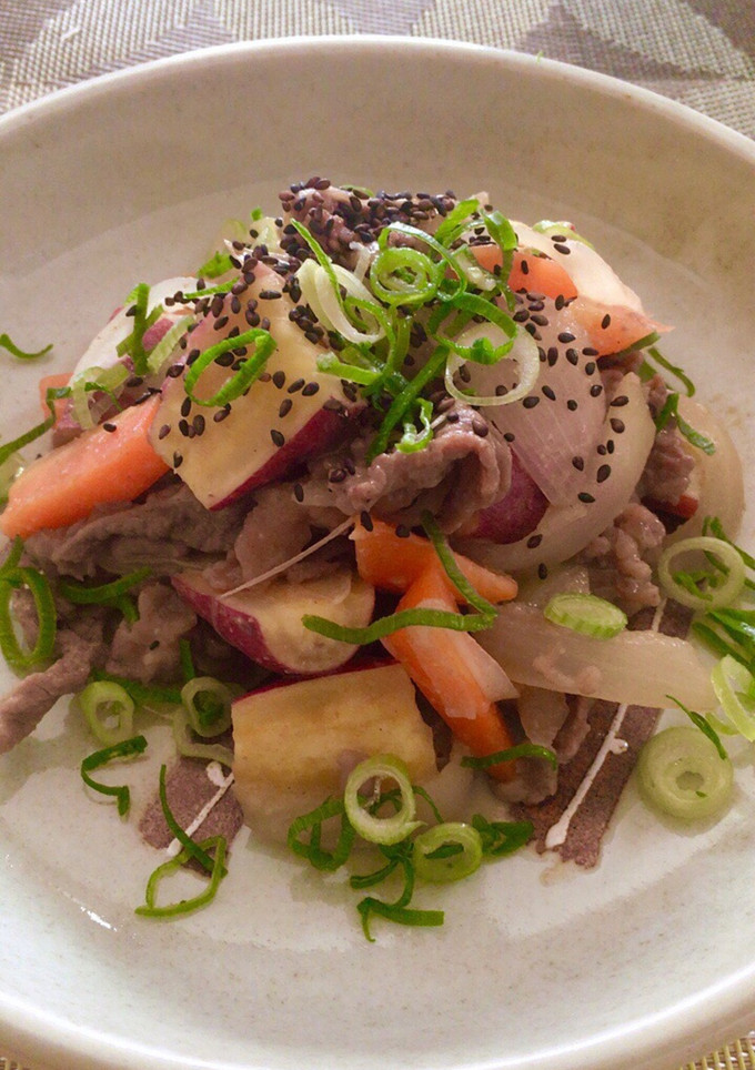٩( ᐛ )و牛肉とさつま芋のみそ炒め♬-レシピのメイン写真