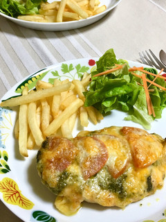 簡単★鶏むね肉のバジルチーズ焼き-レシピのメイン写真
