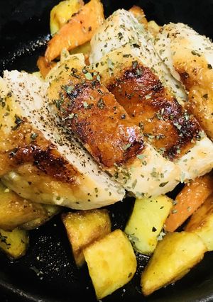 鶏肉のソテー＆温野菜のソテーをそえて-レシピのメイン写真