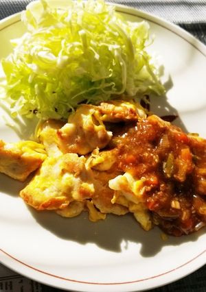 鶏胸ピカタの麻婆ソース-レシピのメイン写真