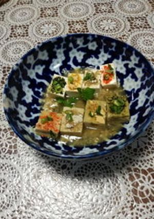 野菜パウダーかけ豆腐料理-レシピのメイン写真