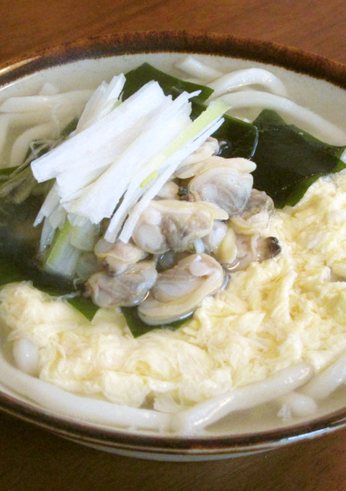 簡単！あさりとわかめと青ねぎの卵うどん-レシピのメイン写真