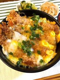 半熟とろ旨♡海老フライの卵とじ丼-レシピのメイン写真