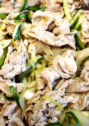 豚しゃぶ肉のネギきゅうりポン酢和え-レシピのメイン写真