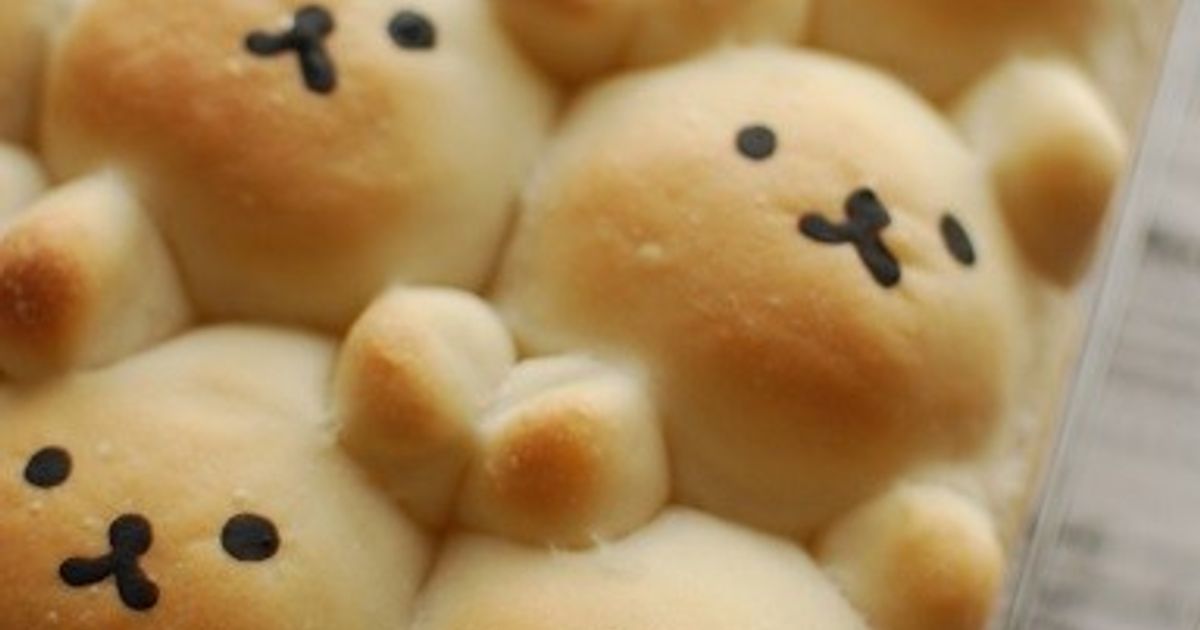 15cmスクエア型でくまさん♡ちぎりパン by きぃcafe 【クックパッド
