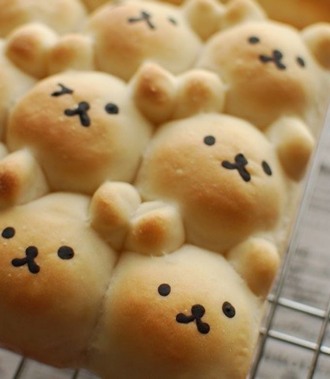 15cmスクエア型でくまさん♡ちぎりパン by きぃcafe 【クックパッド