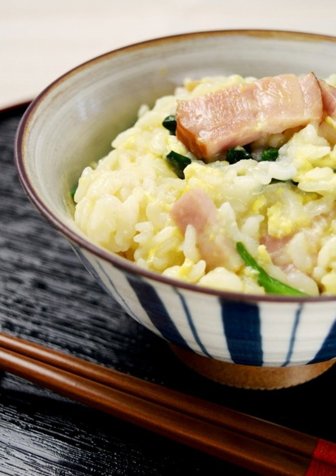 受験夜食に！ベーコンとほうれん草のおじや-レシピのメイン写真