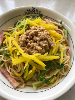 たくあんと納豆のパスタ-レシピのメイン写真