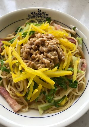 たくあんと納豆のパスタ-レシピのメイン写真