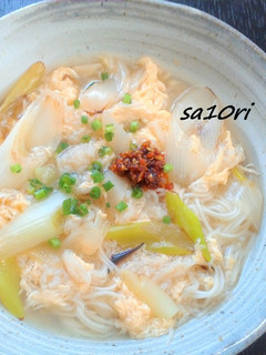 あったまる!焼きネギとホタテのにゅうめん-レシピのメイン写真