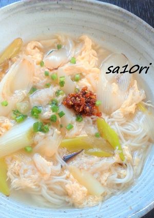 あったまる！焼きネギとホタテのにゅうめん-レシピのメイン写真