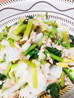 かぶの葉と白菜とツナのエスニック炒め-レシピのメイン写真