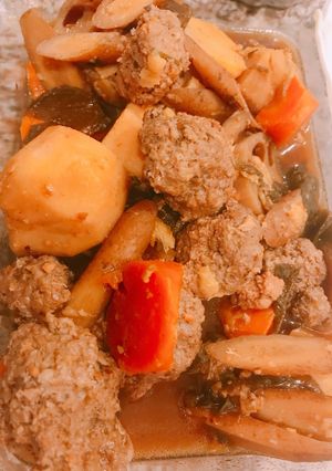 キノコときな粉のふわふわ肉団子妊活ごはん-レシピのメイン写真