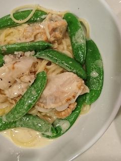 ホタテとインゲンの簡単クリームパスタ-レシピのメイン写真