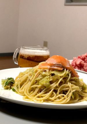 柚子胡椒サーモンオイルパスタ-レシピのメイン写真