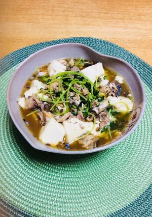 鯖缶で、豆苗と豆腐のヘルシー煮-レシピのメイン写真